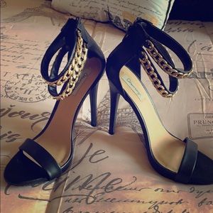 Black ankle strap heels